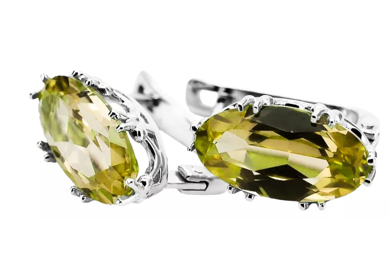 Bijoux vintage Des boucles d'oreilles Péridot jaune Argent sterling 925 vec021s